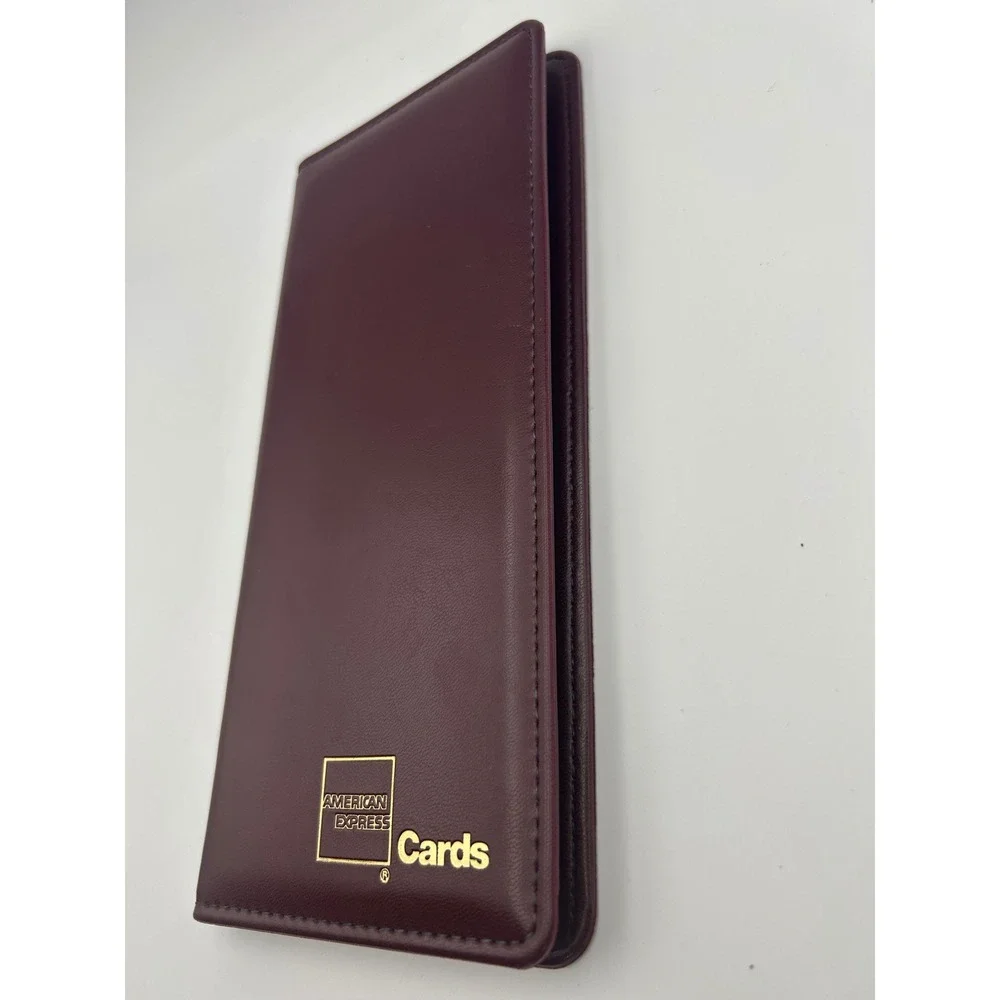 Vintage American Express Cards Burgundy Leather Card Holder Organizer Wallet